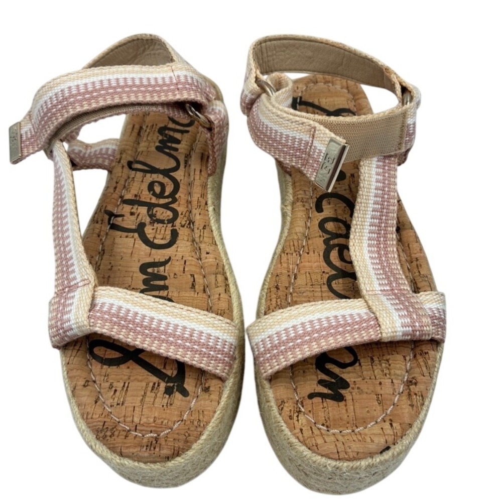 Sam Edelman Artica Pink Striped Fabric Espadrille Platform Sandals Womens 9M NEW